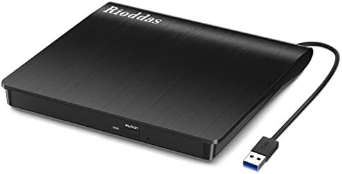 Rioddas External CD\/DVD Drive for Laptop, USB 3.0 CD DVD Player Portable +\/-RW Burner CD ROM Reader Writer Disk Duplicator Compatible with Laptop Desktop PC Windows Apple Mac Pro MacBook Linux