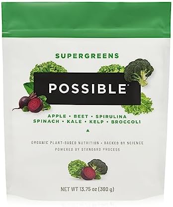 Possible SuperGreens - Superfoods Powder Mix with 23 Whole Food Ingredients - Vegan, Organic, Plant-Based Wellness - Gluten-Free, USDA Organic - Clean Label - 1 Bag, 30 Servings