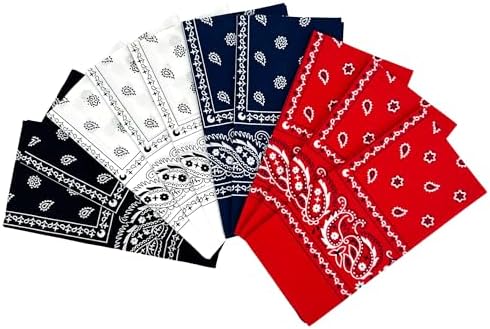 Vamqor 100% Cotton 10 Pack Fine Bandanas