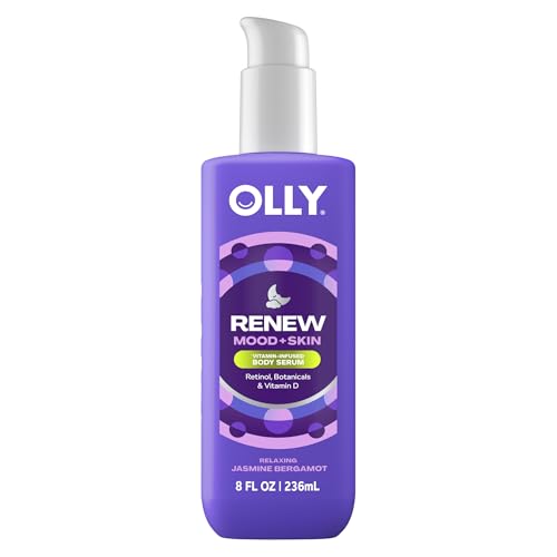 OLLY Renew Body Lotion-Serum with Vitamin D, Retinol &amp; Botanicals \u2013 Nourishing Cleanser for Skin Barrier Repair, Deep Hydration, Jasmine Bergamot Scent, 8oz