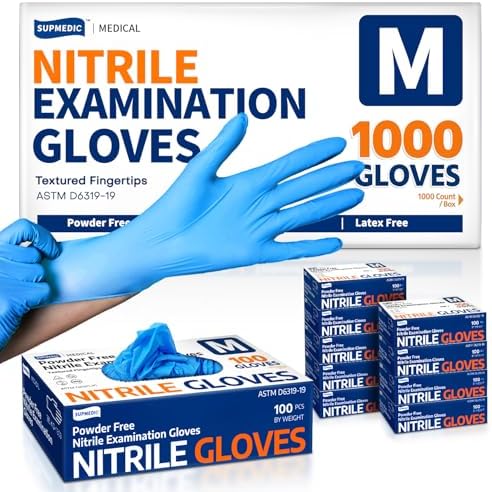 Supmedic Medical Soft Max™ Nitrile Exam Gloves, 1000 Pcs Latex-Free Powder-Free Food Safe Cleaning Cooking Disposable Glove