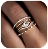iF YOU Gold Rings for Women Non Tarnish, Dainty 14K Gold Plated Stackable Cubic Zirconia Knuckle Ring Set, Trendy Statement Promise Wedding Bands Stacking Engagement Rings Size 6 7 8 9 10
