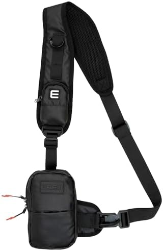 WREW Small Sling Bag for Men-Cross body bag with Shoulder Straps,Mini Sling Crossbody bag for Women-Travel Backpack for Hiking,Daypack Multipurpose Over the Shoulder Chest Bags with Keyholder(Black)