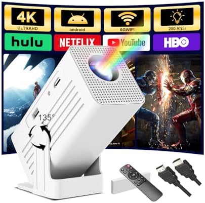 Built in application with super-resolution of 2.69-inch AI automatic trapezoidal polarization mini projector, intelligent 4K projector, supports WiFi and Bluetooth 1080P support, automatic trapezoidal