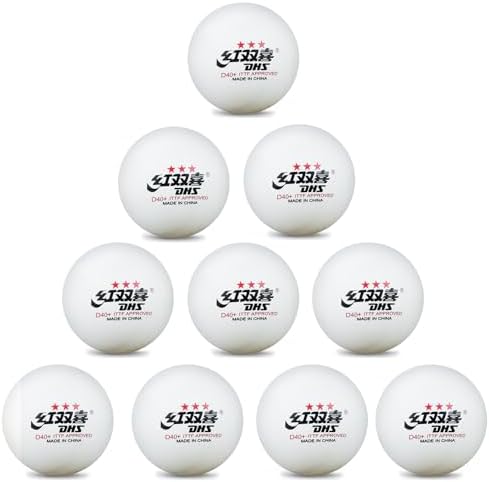 Double Happiness DHS 3-Star Table Tennis Balls (Pack of 10) White Ping Pong Balls Premium40+ Tournament-Level ABS Professional Perfect Sphere for Perfect Spin, Excellent Accuracy, Reliable Bounce
