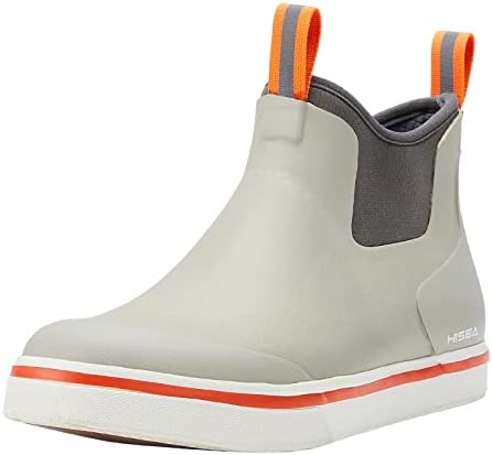 HISEA Men's Deck Rain Boots Saltwater Fishing Booties Waterproof Ankle Rain Boots with High Traction