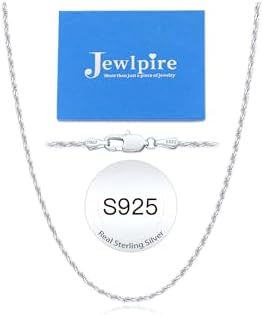 Jewlpire Italian 2mm Rope Chain 925 Sterling Silver Chain Necklace for Women Men, 14K Plated Gold Chain for Women Sturdy Women's Chain Necklaces, 16 18 20 22 24 26 Inch
