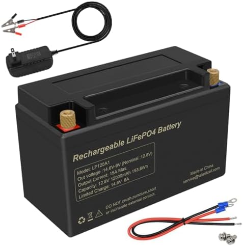 Talentcell 12V LiFePO4 Battery Pack LF120A1, Deep Cycle Rechargeable 153.6Wh 12.8V 12Ah Lithium Iron Phosphate Batteries for Trolling Motor, Camping, Solar Systems, Power Wheels