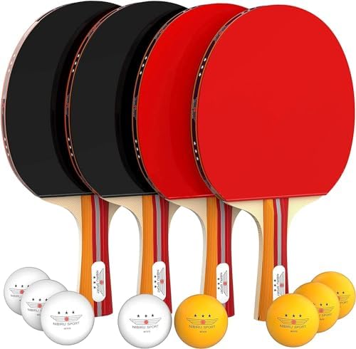 NIBIRU SPORT Professional Ping Pong Paddle Sets, 2 Paddle or 4 Paddle Table Tennis Set with Tournament Quality Balls and Carry Bag\/Storage Case, Table Tennis Equipment &amp; Ping Pong Accessories