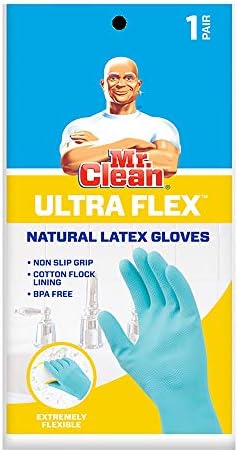 Mr. Clean Duet Reusable Latex Cleaning Gloves with Non-Slip Grip, 2 Pair, Small