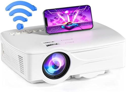 Laptop WiFi Projector computer Portable Projector 1080P 7500L Video Movie Outdoor Home Cinema HDMI Multimedia 120" Keystone Correction Compatible with Smartphone EXCEL PPT iOS Android （White）