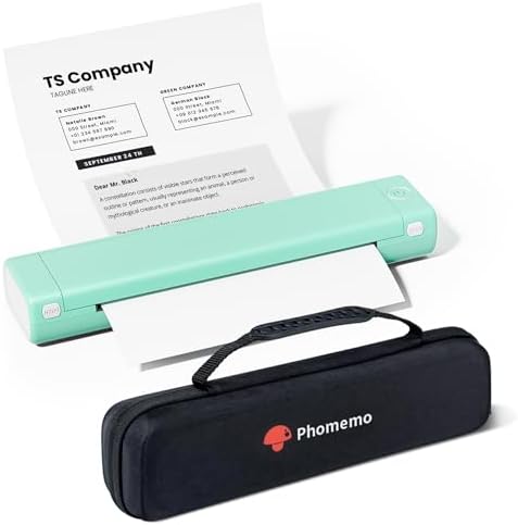 Phomemo Inkless Portable Printer for Travel - [Upgrade] Wireless Thermal Printer Compatible with Phone &amp; Laptop, Bluetooth Printers Supports 8.5" X 11" Letter Thermal Paper, Come with Carr