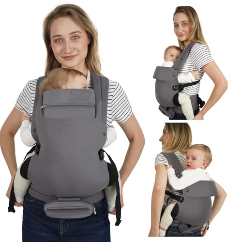 Baby Carrier, Baby Carrier Newborn to Toddler, Ergonomic, Cozy and Lightweight Infant Carrier for 7-44lbs, Effortless to Put On, Ideal for Hands-Free Parenting, Multi Use for Infant to Toddler