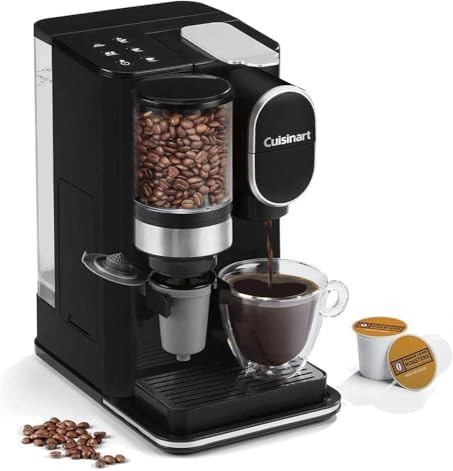 Cuisinart Single-Serve Coffee Maker + Coffee Grinder with 8 oz., 10 oz., and 12 oz. Serving Size, Compatible with Single-Cup Pods, 48-Ounce Removable Reservoir, Stainless Steel, DGB-2