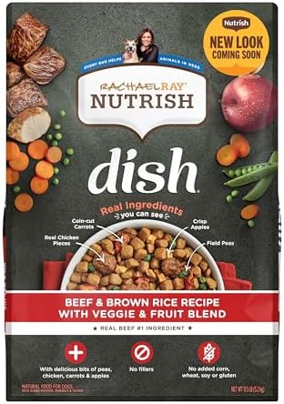 Rachael Ray Nutrish Dish Premium Natural Dry Dog Food, Beef &amp; Brown Rice Recipe with Veggies, Fruit &amp; Chicken, 11.5 Pounds (18146700)