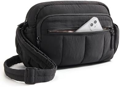 BAGSMART Anti Theft Crossbody Bags for Women Travel Purse, Medium Quilted Puffy cross body bag, Handbags Shoulder Purses