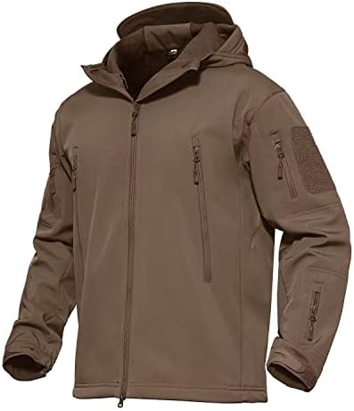 MAGCOMSEN Men&#39;s Tactical Jacket 7 Pockets Performance Fleece Lined Water Resistant Soft Shell Winter Coats