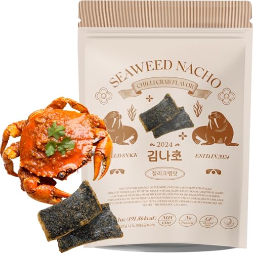 Korean Food SEA*ART Chilli Crab Flavored Seaweed Nachos \u2013 40g (1.41oz) Zipper Pack \u2013 Bold Chilli Crab Kick, Crispy &amp;amp; All-Natural, 100% Vegan Fusion Gourmet Sea Vegetable Treat