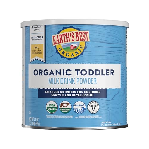 Earth's Best Organic Toddler Milk Drink Powder for Toddlers 12 Months and Up, Milk Alternative Powder, 21 Ounce Container