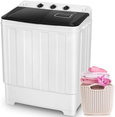 30Lbs Capacity Portable Washing Machine Nictemaw Twin Tub Compact Laundry Machine with Built-in Drain Pump, Washer and Spin Dryer Combo (19Lbs+11Lbs), Mini Washing Machine for Apartments, Dorms, RVs
