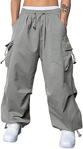 JMIERR Men&#39;s Baggy Cargo Pants Trendy Casual Parachute Pant Loose Fit Harem Joggers with Pockets for Streetwear