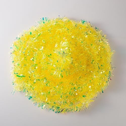 26.2 Ft Tinsel Garland Decoration for Holiday Tree Walll Home Office Event, Christmas, Birthday, Halloween, Party Decorations, Fluffy Twist for All-Season Indoor Outdoor Events - Yellow