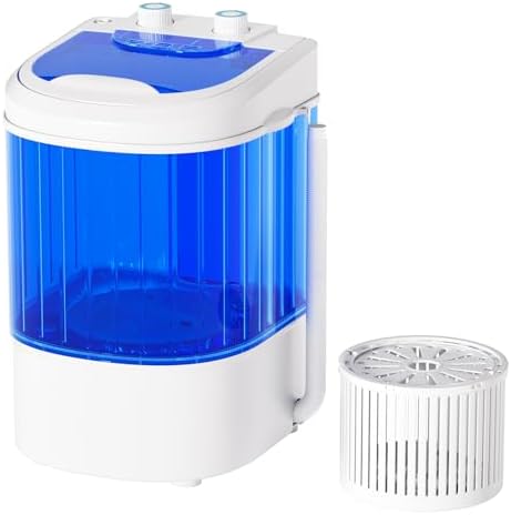 Superday Mini Portable Washing Machine, Single Tub Compact Washing Machine with Spin Cycle, 6.6LBS Washing Capacity Small Electric Washer Machine for Home, Apartments, Outdoor, RV, Dormitory, Blue