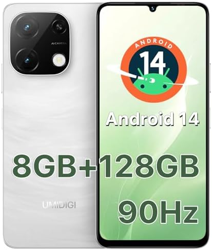 UMIDIGI G9T Cell Phone, Android 14 Smartphone Unlocked, 6.75" HD+ 90Hz Display, 5000mAh Battery, 18W Fast Charging, 8(4+4)+128GB\/1TB TF, 13MP Camera, AI Face &amp; Fingerprint Unlock, 4G Dual SIM