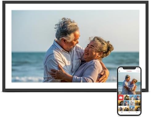 Digital Picture Frame, 15.6 Inch Large Frameo Digital Photo Frame WiFi, 32GB, 1920 * 1080 IPS HD Touch Screen, Tabletop&amp;amp;Wall-Mounted, Share Picture Video, Birthday, Wedding, for Mom