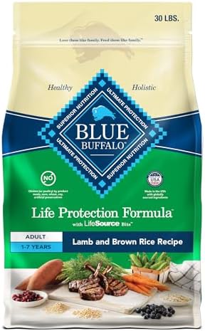 Blue Buffalo Life Protection Formula Adult Dry Dog Food, Helps Build and Maintain Strong Muscles, Made with Natural Ingredients, Lamb &amp; Brown Rice Recipe, 30-lb. Bag