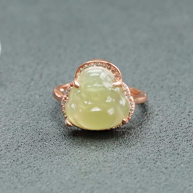 S925 silver inlaid Hotan Jade yellow mouth material Buddha ring jewelry 2041913