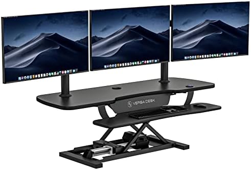 VERSADESK Electric Standing Desk Converter, 48 Inch PowerPro Height-Adjustable Sit Stand Desktop Riser, Keyboard Tray, USB Charging Port, 48&amp;#34; W X 24&amp;#34; D, Black