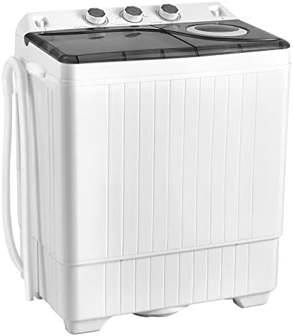 COSTWAY Twin Tub 26lbs Capacity Laundry Washer Portable Washing Machine, 18lbs, Grey+White