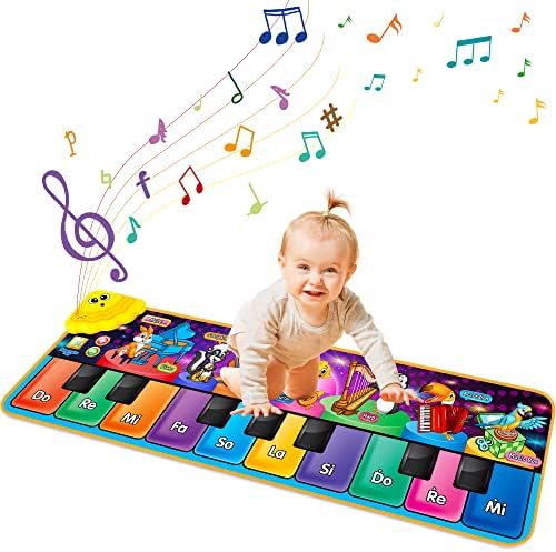 Kids Musical Piano Mats with 25 Music Sounds,Musical Toys Baby Floor Piano Keyboard Mat Carpet Animal Blanket Touch Playmat Early Education Toys for 1 2 3 4 5 6+ Year Girls Boys Toddlers