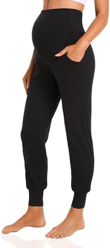 V VOCNI Women&#39;s Maternity Pants Maternity Activewear Jogger Track Cuff Sweatpants Over The Belly Stretchy Pregnancy Pants