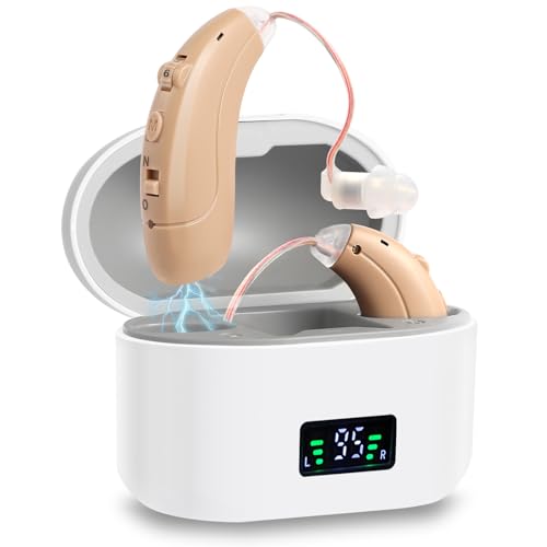 Hearing Amplifiers for Seniors with Noise Cancelling and Volume Control, Rechargeable Hearing Aids for Hearing Loss with Charging Case