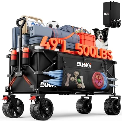 DUHKOI 49 inch (approximately 4.5 cm) long foldable extended station wagon, weighing 500 pounds (approximately 6.8 kg), 00 liter heavy-duty beach buggy, with cup holder, large utility vehicle, suitabl