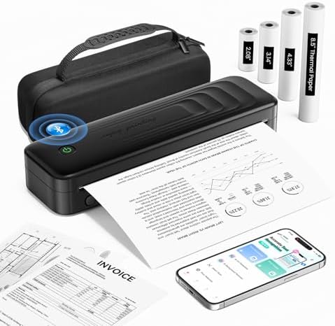 TATTMUSE 2025 Portable Printers Wireless for Travel, Inkless Thermal Printer Support 8.5" x 11"&amp; A4, Mobile Printers with Carry Case, Bluetooth Portable Printer for Office,Travel,School,Ca