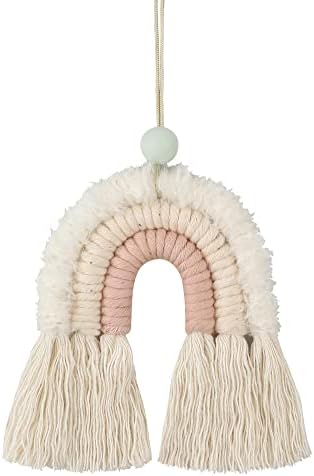 BOHO GARDEN Macrame Rainbow Charm - Essential Oil Diffuser for Cars, Baby Nursery, Children&#39;s Bedroom &amp; Home Decor - Colorful Decorative Hanging Air Freshener &amp; Accessories - 3x3.5 - Soft 