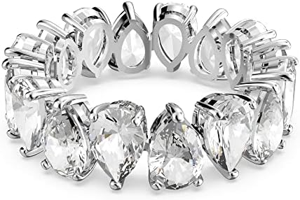 Swarovski Matrix Vittore Ring, Pear-Shaped Clear Crystal Stones, Rhodium Finish