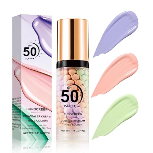 3-in-1 Primer for Face Before Makeup, 3 Colors Makeup Primer, One Step Color Correcting Primer, SPF 50 Sunscreen Isolation Cream, Oil Control, Moisturizing and Waterproof Color Corrector