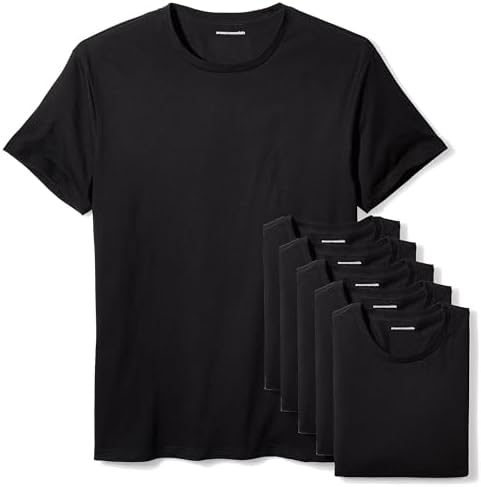 Amazon Essentials Men's Cotton Crew Neck T-Shirts, Versatile Soft Basics, Pack of 6
