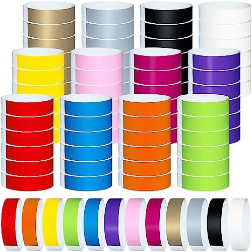 1200 Pcs Plastic Paper Wristbands for Events Neon Color Wrist Bands Concert Identification Wristbands Paper Bracelets Wristbands Party Hand Bands (Multicolor)